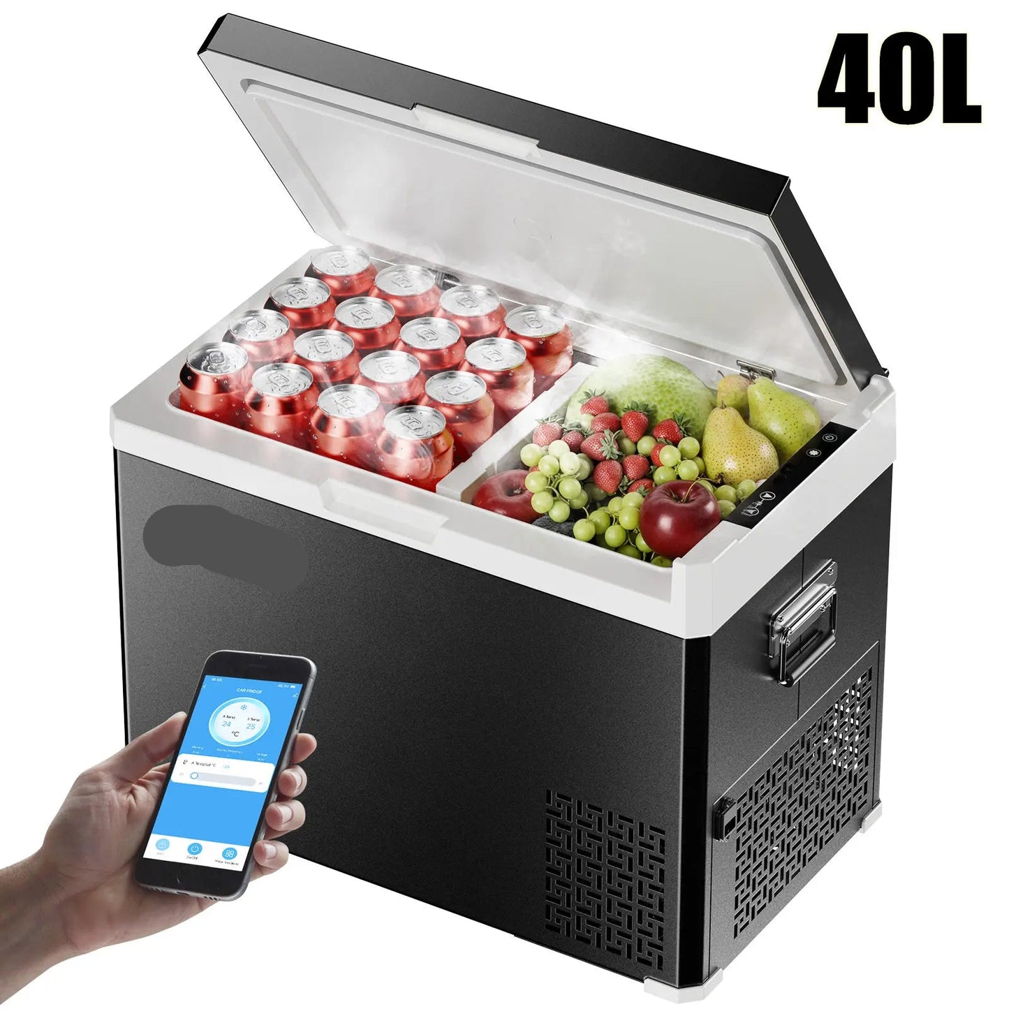 Auto Koelbox - Koelbox - Camping Koelkast - Auto Koelbox Compressor - Draagbare - 12V/24V - 40L - met Vriesfunctie - -20°C tot +20°C - Met Bluetooth