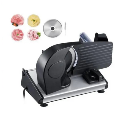 Vleessnijmachine - Snijmachine - Snijmachine Allessnijder - Elektrische Vleessnijder - Inclusief 2 Premium SUS420 Messen - Vlees Snijmachine voor Thuis - 7.5 inch - 180W - Zwart