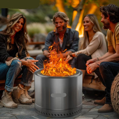 Vuurkorf - 19,5inch – Buiten - Rookvrij - Roestvrij Staal – Draagbaar met Tas – Houtgestookt – Voor Camping en Tuin