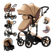 Kinderwagen – Wandelwagen - Opvouwbaar - Babywagen – 3-in-1 - Multifunctioneel - Lichtgewicht - Comfortabel - Veilig – Schokabsorptie - Khaki