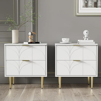 Nachtkastjes – 2 Stuks - Bedkastjes – Slaapkamerkasten – Opbergmeubel – Geruisloze Lade - 50 x 40 x 58 cm - Wit