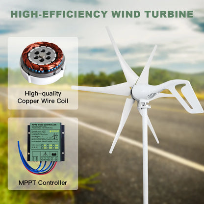 Windturbine - Windmolen - Windturbine Generator - Windenergie - 1000W - 12V - met Hybride Controller - Stille en Efficiënte Energieoplossing voor Thuisgebruik en Off Grid Systemen