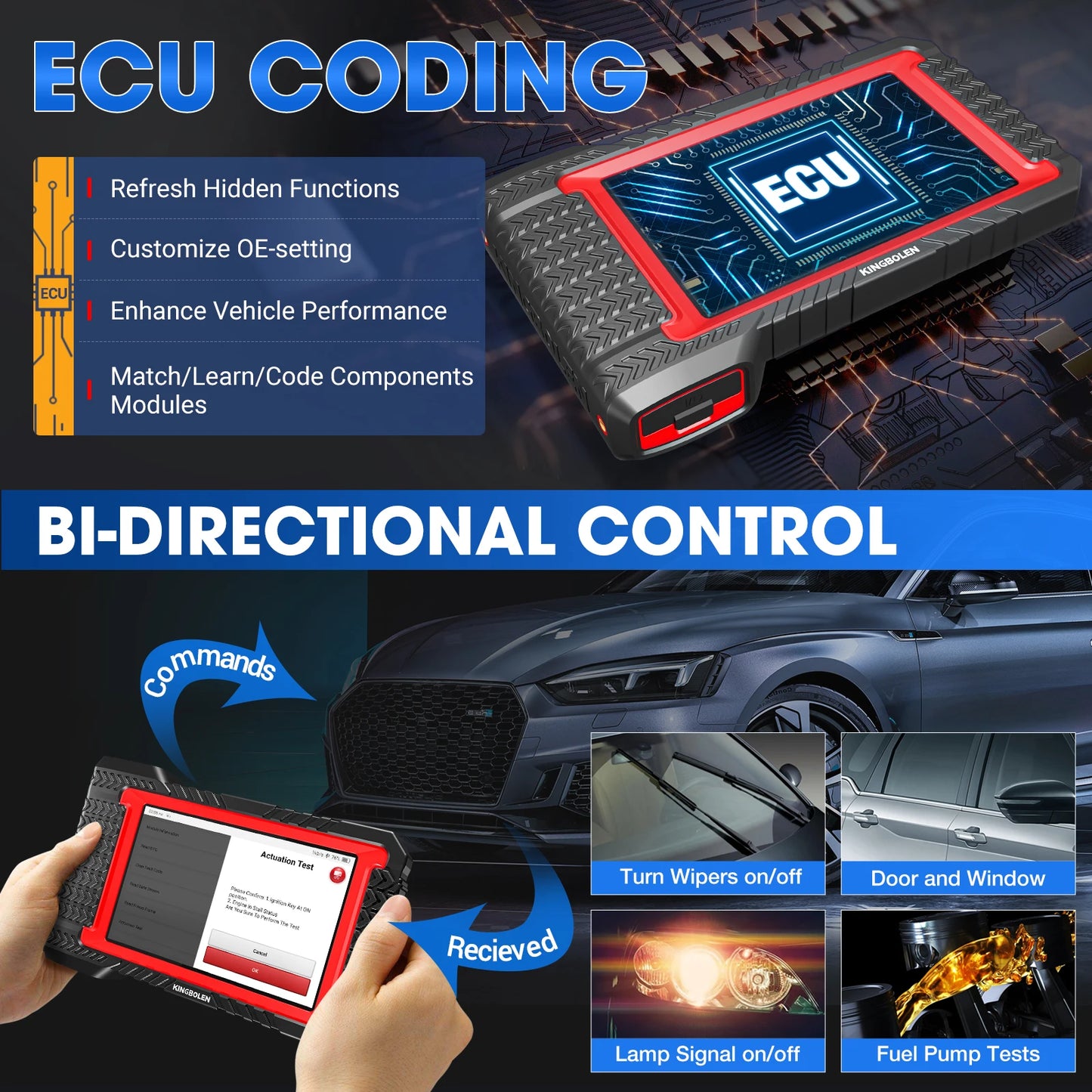OBD2 Scanner – Auto Uitleesapparaat – Diagnoseapparaat – Foutcode Lezer – Uitleesapparaat – 7 Inch Touchscreen – 31+ Resetfuncties