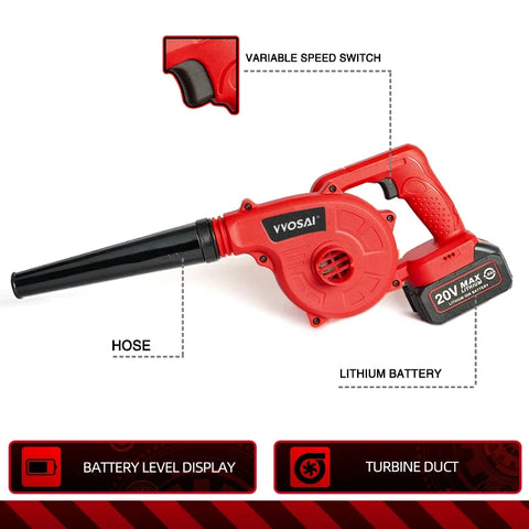 WS-F6-A2 - Leaf Blower - Low noise - 19000rpm - 20V - Leaf Vacuums and Blowers - Cordless Leaf Blower - Red