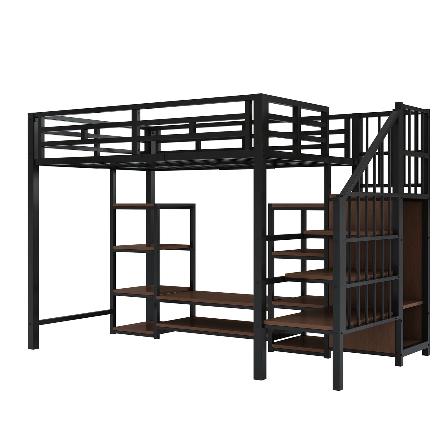 Multifunctionele Kinderhoogslaper – Stapelbed – Halfhoogslaper – Kinderbed – Hoogslaper Met Opbergruimte – Variant 140x200 cm Zonder Matras – Ingebouwde TV-standaard – Stroomvoorziening Met Veiligheidsladder