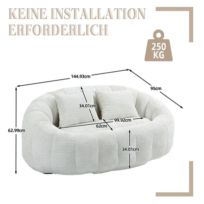 Zitzakbank – Zitzakstoel – Loungestoel – Loungebank – Zitzak – Beige Chenille – Hoogwaardig Schuim – Ruim Formaat 150x95x63 cm