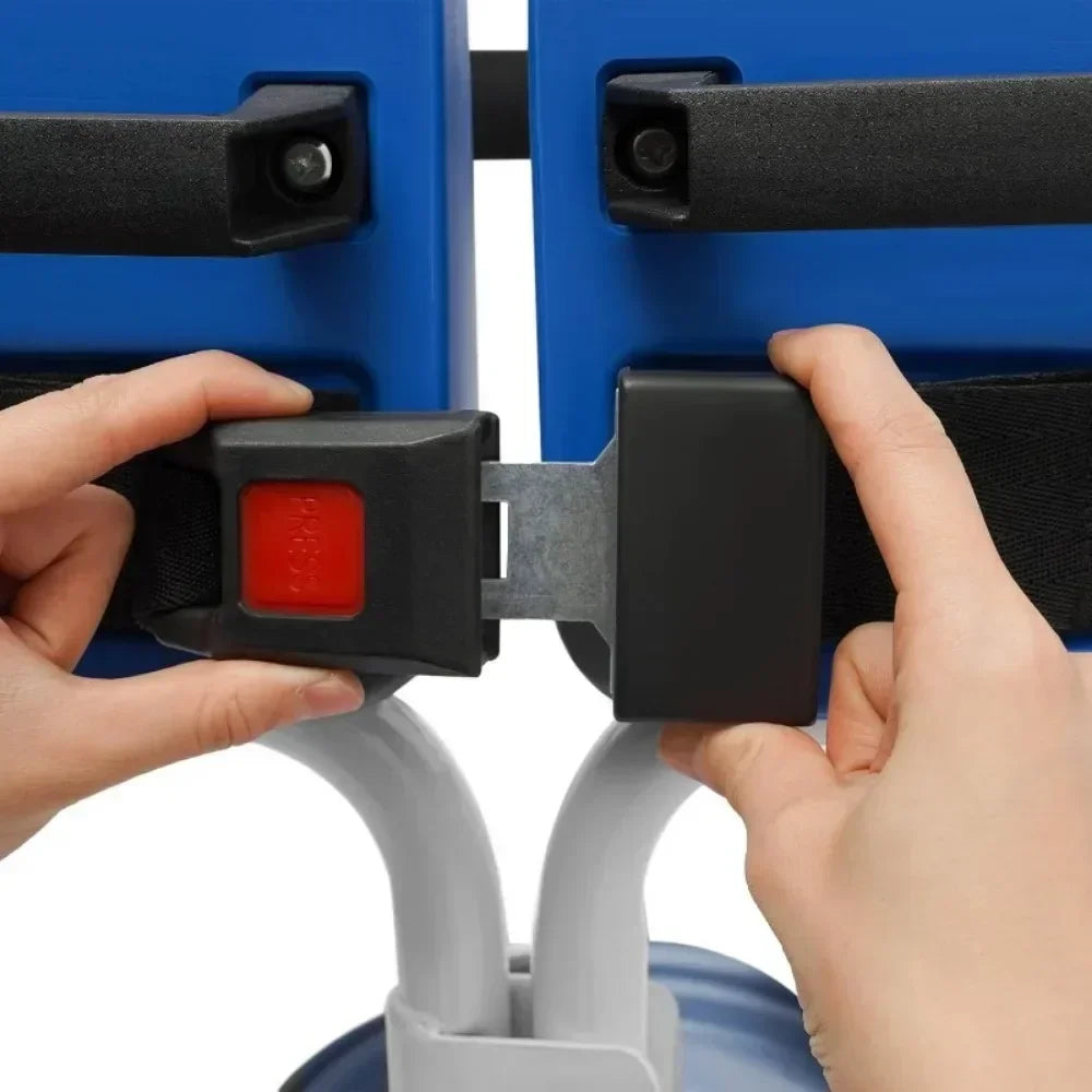 Transportrolstoel - Rolstoel - Rollator - Patiëntenlift - Douchestoel met Wielen voor Senioren – Verplaatsbare Toilet – Comfortabel & Veilig – Wit/Blauw