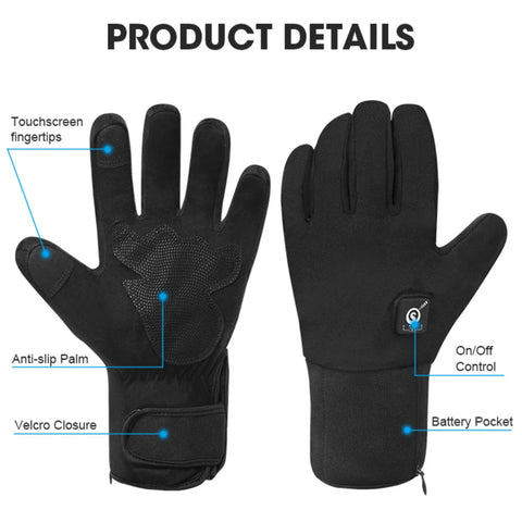 Savior Heat - Heated Gloves - Electric Heated Gloves - Ski Heated Gloves - Hand Warm - Rechargeable - for Men Women - Keep Warm Outdoor Sports Gloves - Size XL - Black