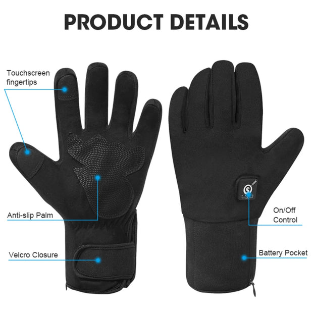 Savior Heat - Heated Gloves - Electric Heated Gloves - Ski Heated Gloves - Hand Warm - Rechargeable - for Men Women - Keep Warm Outdoor Sports Gloves - Size XL - Black