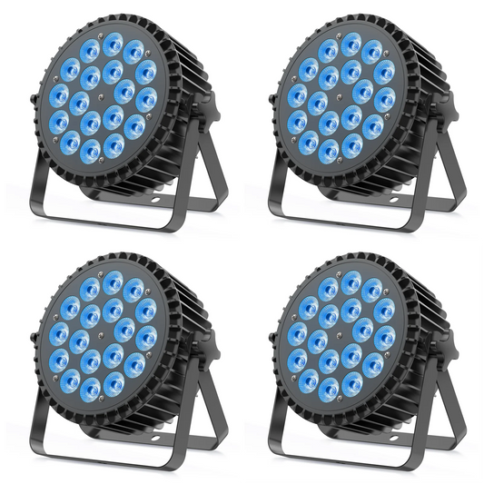 LED Par Light – DJ Verlichting – Stage Lamp – Discolamp – Feestverlichting – EU Stekker – 18x8W RGBWA+UV LEDs – Aluminium Behuizing Met Ventilatie
