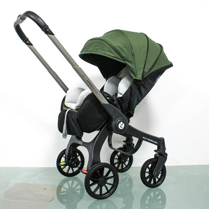 Kinderwagen - Buggy met Autostoel - Wandelwagen - 4-in-1 - Multifunctionele en Opvouwbare Reiswieg voor Pasgeborenen – Lichtgewicht Wandelwagen voor Reizen & Dagelijks Gebruik - Armygroen