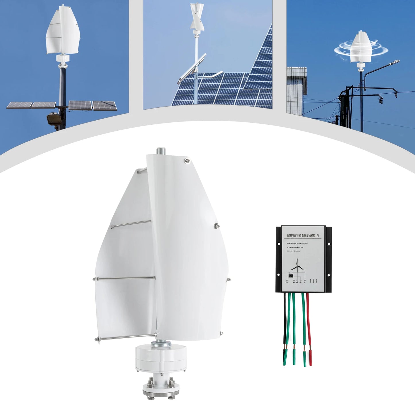 Verticale Windturbine – Duurzame Energie – Kleine Windgenerator – Stille Turbine – 500W Vermogen – IP67 Waterdicht