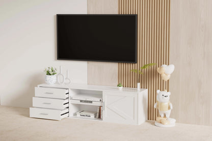 Lowboard – Tv Meubel – Tv Kast – Opbergmeubel – Woonkamermeubel – Wit – 160 cm Breed – FSC Gecertificeerd Spaanplaat