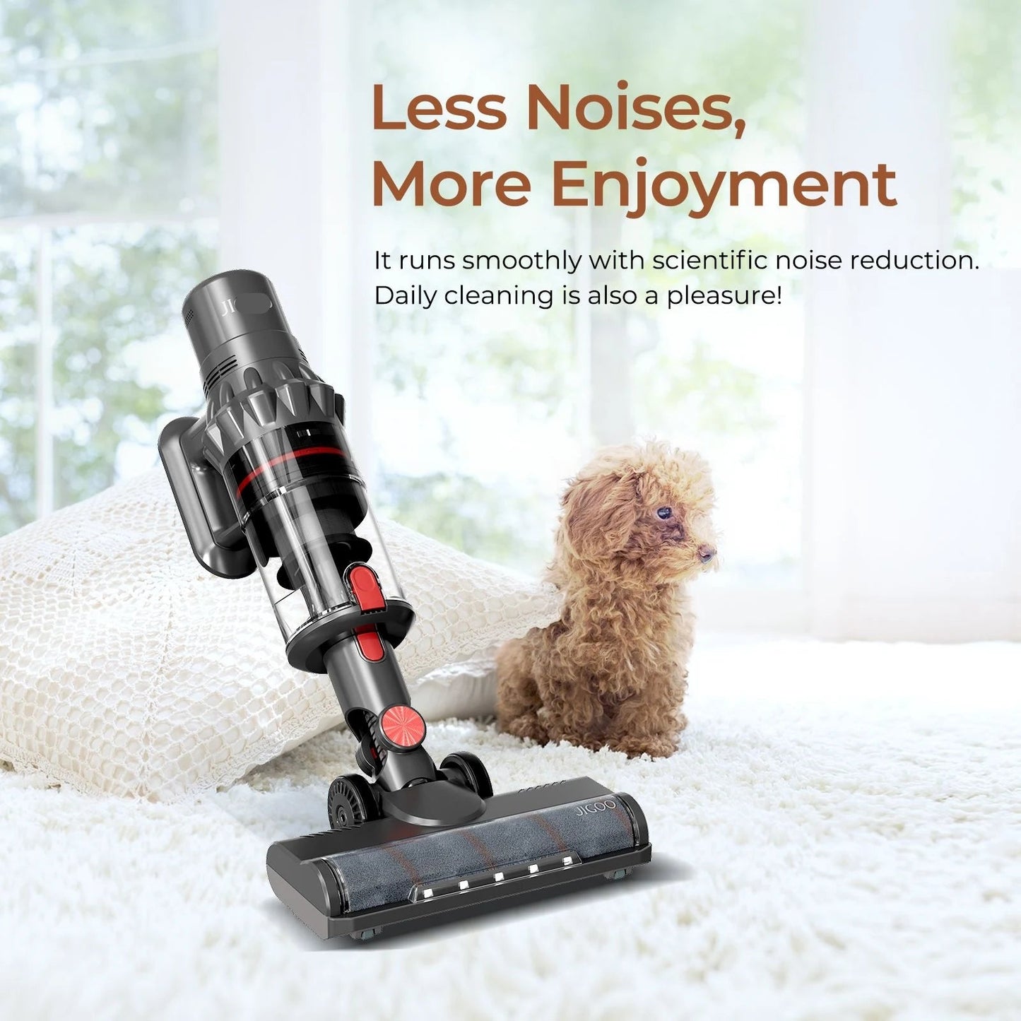 Draadloze Stofzuigers - Stofzuiger - Natte & Droge - Vacuum Cleaner - 33000Pa - 500W - 8 x 2200mAh Verwijderbare Batterijen - Draaibare Metalen Buis - Rood & Grijs