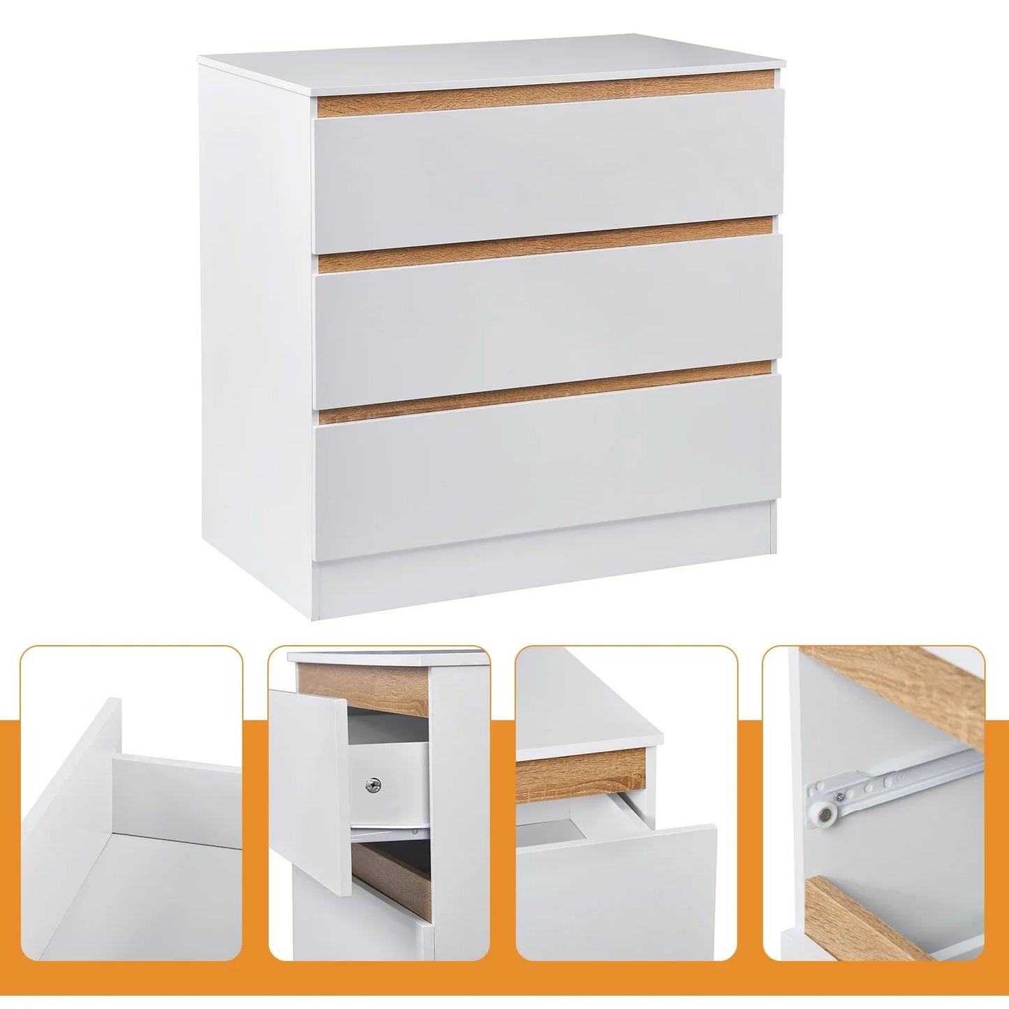 Ladenkast - Dressoir Kasten - Opbergkast - Nachtkastje - voor Slaapkamer - Studeerkamer - Woonkamer - Hal - 80 x 48 x 78 cm - Wit
