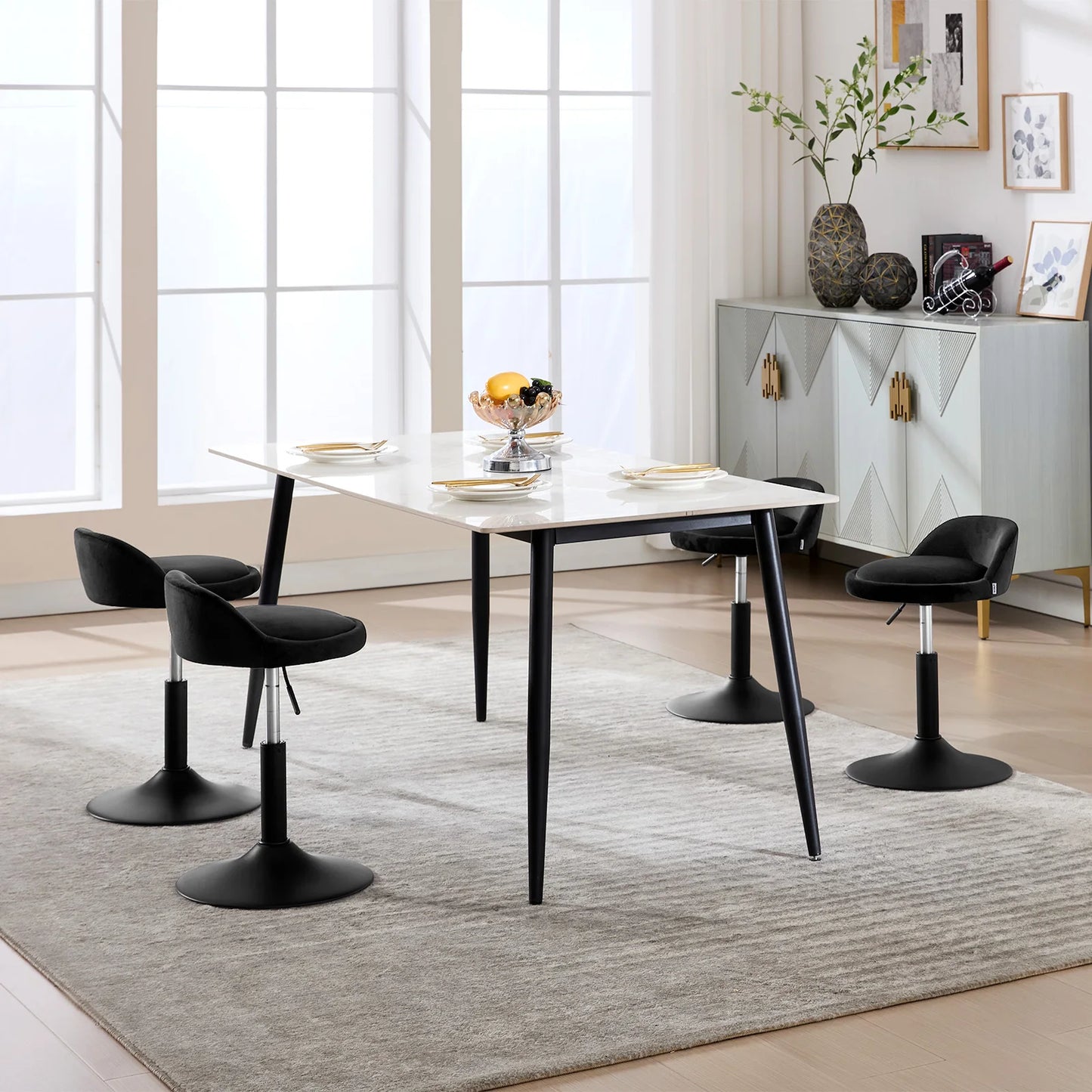 Velvet Barkrukken - Barstoel - Barkruk - Keukenstoel - Hoogte Verstelbaar & Draaibaar - Ergonomische - Comfortabele Stoelen voor Keuken, Woonkamer & Kantoor - Set van 2 - Donkergrijs