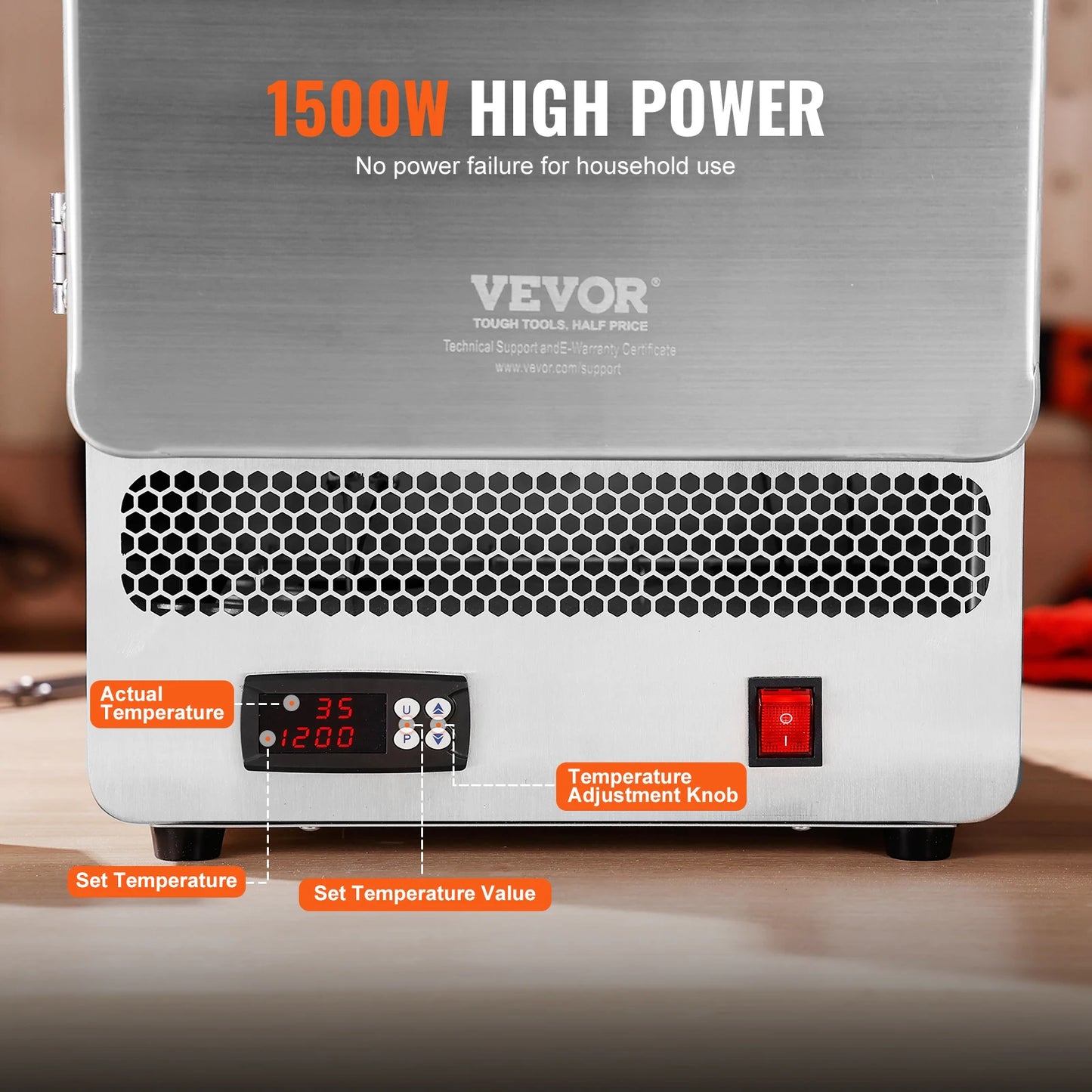Elektrische Smeltoven – Smeltkroes – Smeedoven – Smeltoven Metalen – Edelmetaal Oven – 1500W Vermogen – Digitale PID Temperatuurregeling - QUORE
