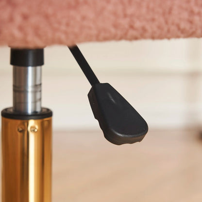 Bureaustoel – Velvet Stoel – Thuiswerkstoel – Kantoorstoel – Roze Bekleding – Gouden Metalen Poten – Ergonomische Rugleuning