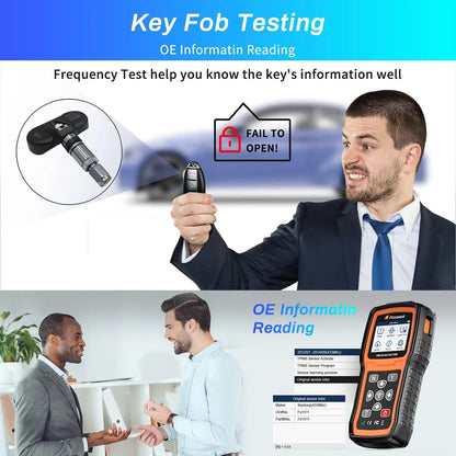 TPMS Scanner – Bandencontrole – Bandenspanning Meter – Sensor Tester – Key Fob Tester – Bluetooth Connectie – Meertalige Interface