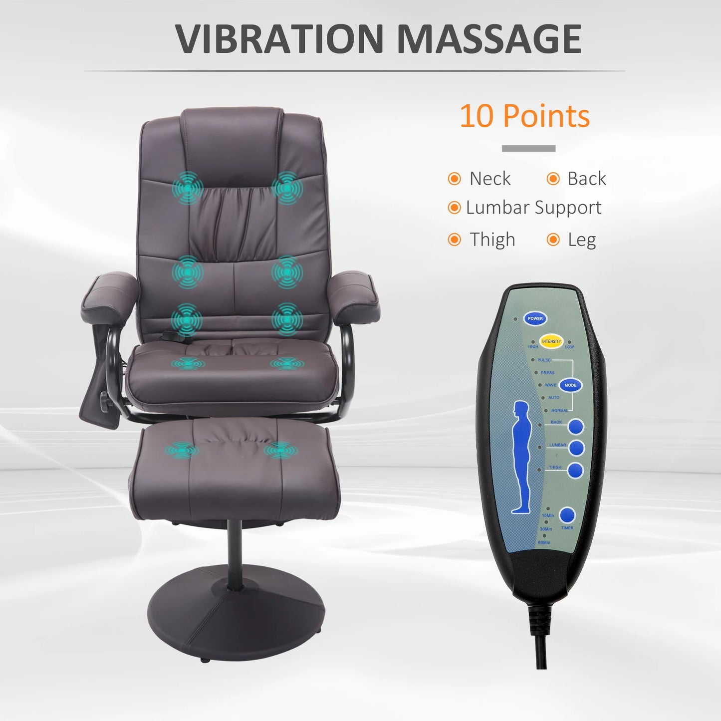 Massagestoel – Relaxfauteuil – Massagezetel – Shiatsu Stoel – Elektrische Stoel – 10 Vibratiestanden – Kunstleer Bekleding