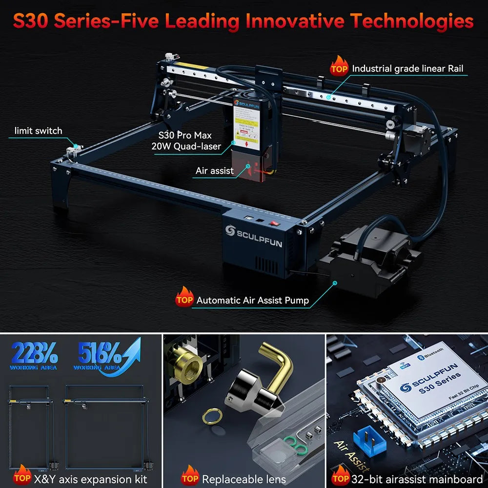 Lasergraveermachine – Lasergraveur – Laser Cutter – Graveermachine – Diode Laser 20W – Automatische Air Assist