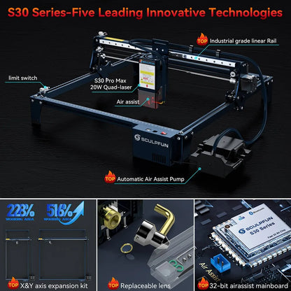 Lasergraveermachine – Lasergraveur – Laser Cutter – Graveermachine – Diode Laser 20W – Automatische Air Assist