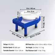 Draaiplateau - Draaischijf Pottenbakken - Draaischijf - Pottenbakken Draaischijf - Pottenbakkersschijf - Elektrische Pottenbakkers Draaischijf - met Handmatig LCD-paneel Voetpedaal ABS Afneembare Wastafel