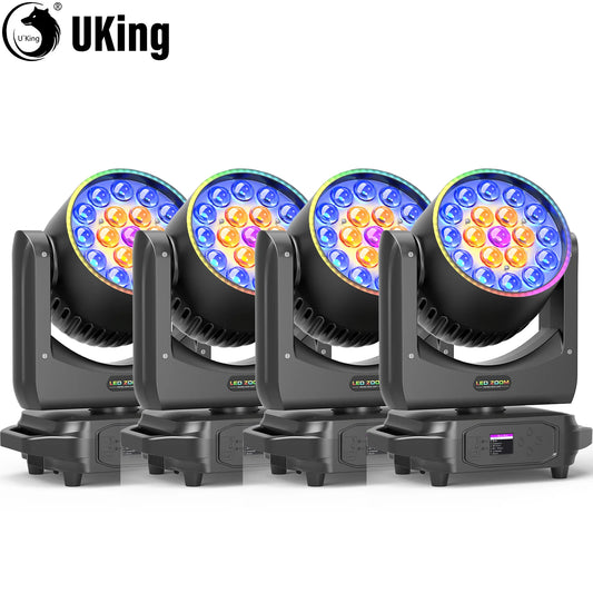 Moving Head Light – Led Verlichting – Podiumlamp – DJ Licht – Stroboscoop – 4 Stuks EU Stekker – 220W Vermogen – Instelbare Zoom en Focus - QUORE