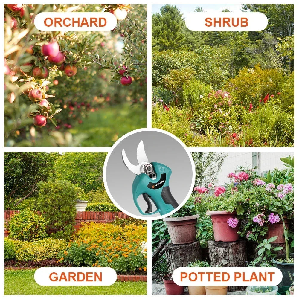 Elektrische Snoeischaar - Heggenschaar - Takkenschaar - Draadloos - Tuin Snoei Schaar - 500W - 4 Snelheden – Voor 21V/18V Accu – Inclusief 2 Accu en EU Stekker – Ideaal voor Bomen, Fruitbomen en Bonsai