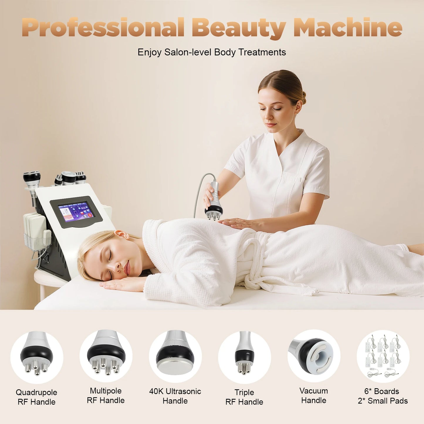 Multifunctioneel Huidverzorgingsapparaat – Lichaamsbehandelingsapparaat – Gezichtsverzorging – Radiofrequentie – Ultrasoon – 7-Inch Touchscreen – Roestvrij Staal