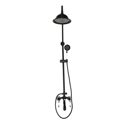 Douche - Regendouche - Douchewand - Douchekolom - Douchepanelen - Retro Douchekraan Set - Wandgemonteerde Regendouche met Verstelbare Douchestang & 3 Waterstanden - Zwart