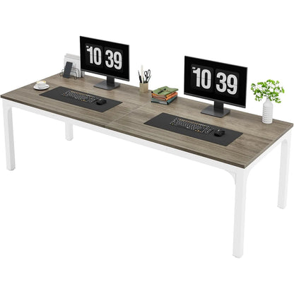 Extra Lang Bureau – Tweepersoons Bureau – Dubbel Bureau – Werkplek Tafel – Computerbureau – Eikenhout – 200 cm Breed – Gedeelde Werkruimte