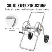 Vevor - Air Hose - Hose Reel Cart - 175 ft 5/8'' Hose - (Hose Not Included) Garden Hose Cart - Wheeled Tools - with Storage Basket for Garden, Yard &amp; Lawn - No Hose - Silver