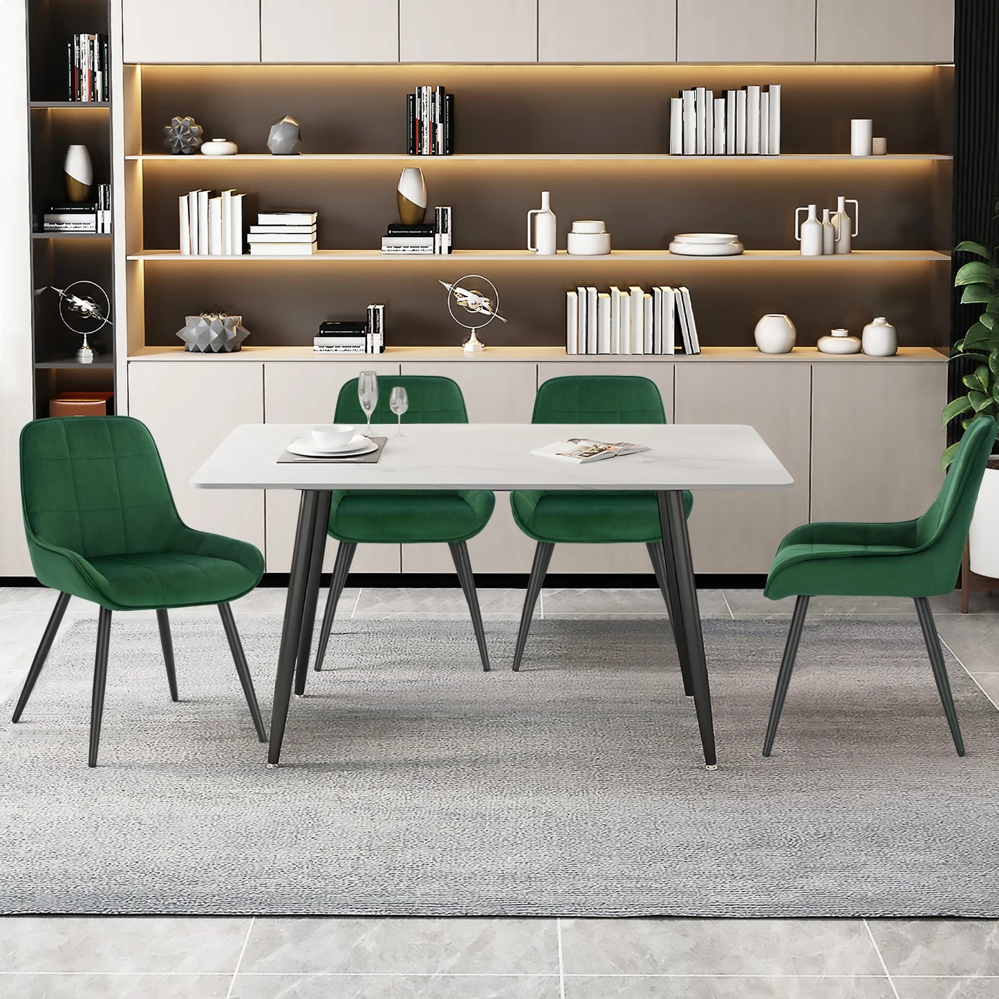 Velvet Stoelen – Eetkamerstoelen – Relaxstoelen – Design Stoelen – Scandinavische Stoelen – Donkergroen – Ergonomisch Ontwerp – Stevig Metalen Frame