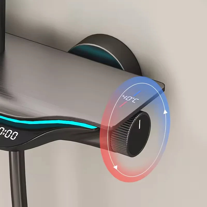 Doucheset – Regendouche – Handdouche – Badkraan – Bidetdouche – Temperatuurregeling Met Meter – Zelfreinigende Siliconen Douchekop - QUORE
