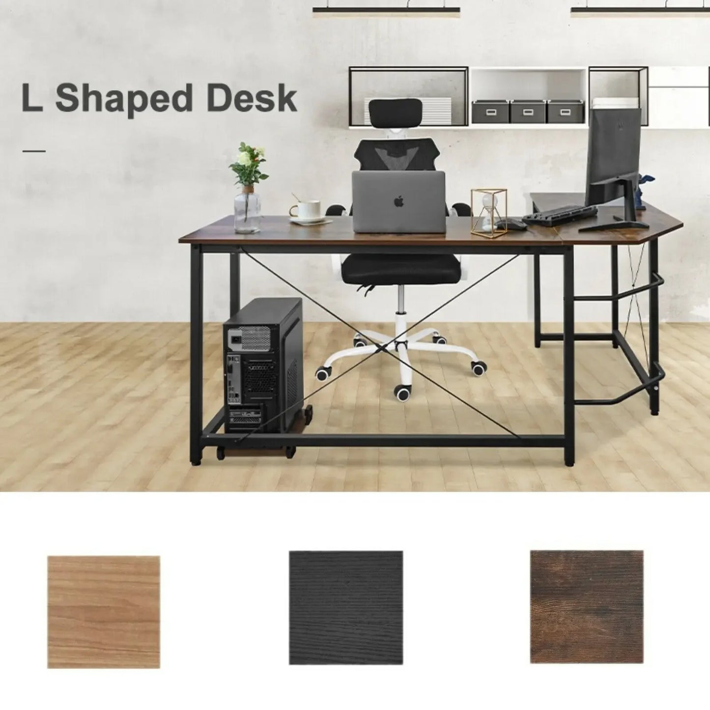Gaming Bureau - Gaming Desk - Gaming Tafel - Computertafel - Computer bureau - 190x120x75cm – Hoekbureau in Houtkleur – Ruim Computerbureau voor Gaming, Studeren of Thuiswerken