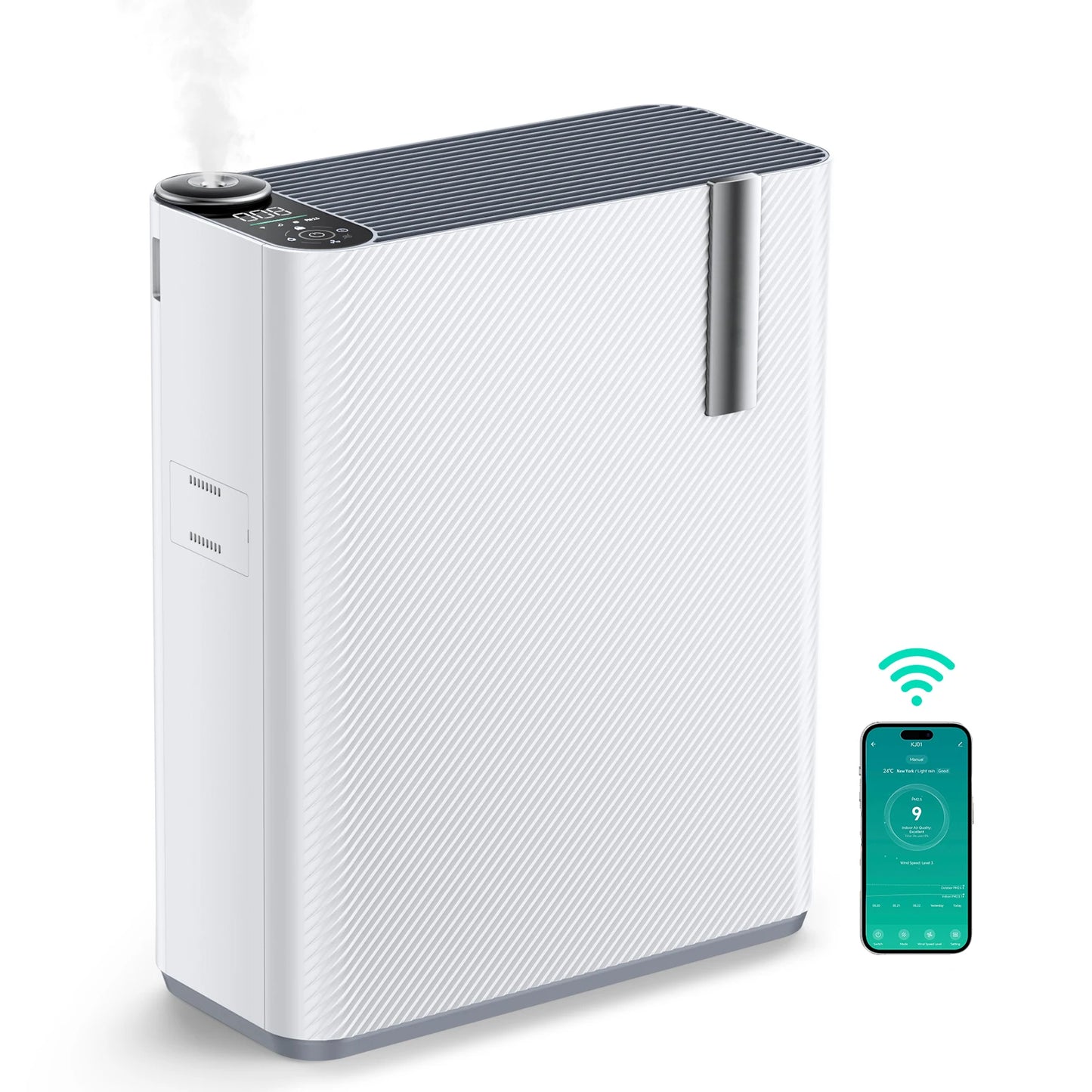 2 in 1 - Luchtreiniger – Luchtbevochtiger – Air Purifier – Luchtfilter – Compact – Stil Tot 35 dB – Geschikt Voor 21-30 m² - 80W - 120V