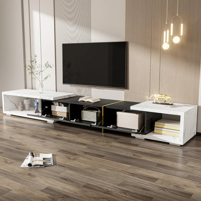 TV-meubel – TV-kast – TV-dressoir – TV-meubel met opbergruimte – TV-meubel wit – Verstelbare lengte 140-260 cm – Draaibaar en flexibel design