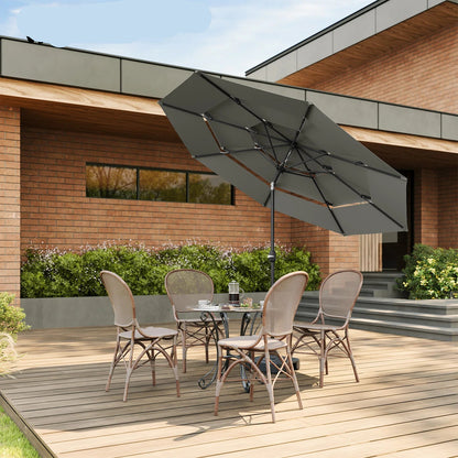 Parasol - Tuinparasol - Strandparasol - Zweefparasol - Balkon Parasol - Grote Parasol 292cm - met UV-bescherming, Kantelbaar en met 3 Ventilatieopeningen - Donkergrijs