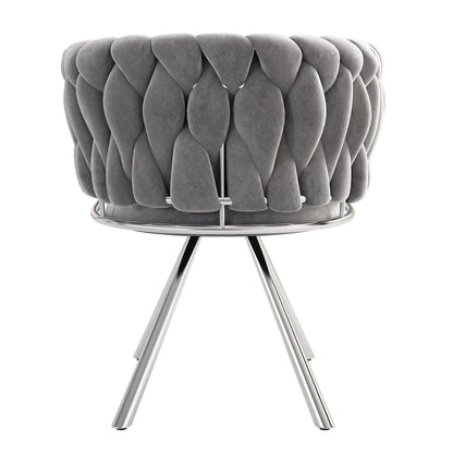 Velvet Eetkamerstoel – Draaibare Stoel – Comfortabele Stoel – Metalen Stoel – Luxe Bekleding – 360° Draaibare Zitting – Draagvermogen 150 Kg - Wit
