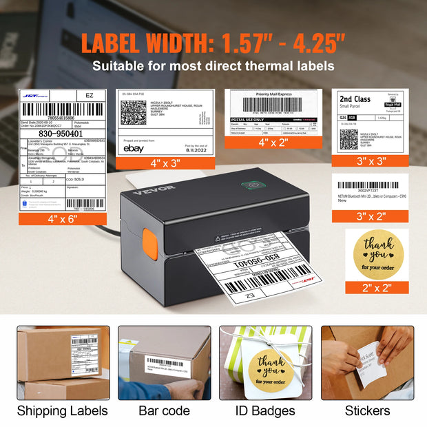 Label Printer - Thermische Printer - Label Maker - Thermische Label Printer - Printer Verzendetiketten - 4x6 Mailing Pakketten Afdrukken - met Bluetooth & Automatische Etiketherkenning