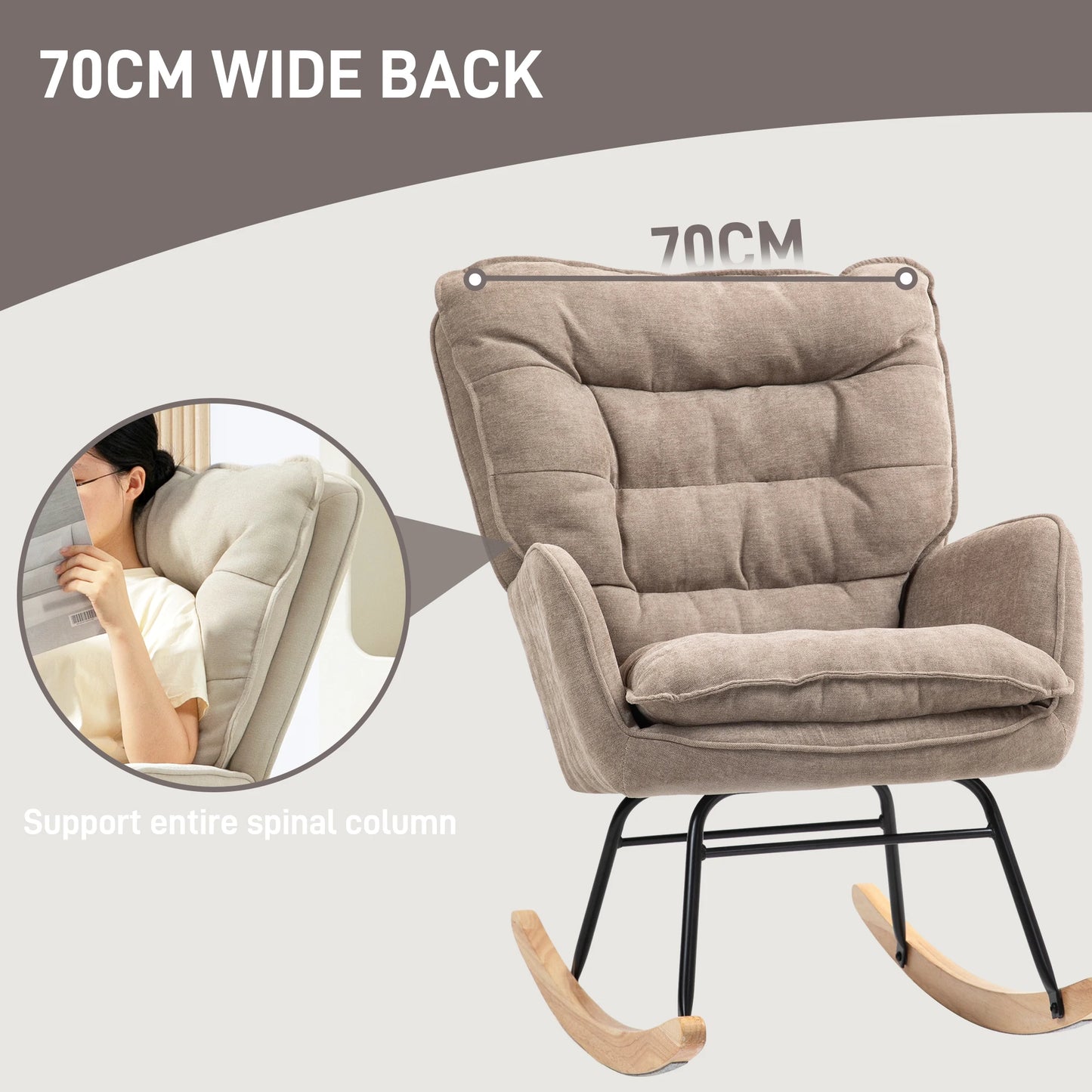 Schommelstoel – Relaxstoel – Fauteuil – Voedingsstoel – Leesstoel – Chenille Bekleding – Stevig Beukenhouten Onderstel - Chocolade