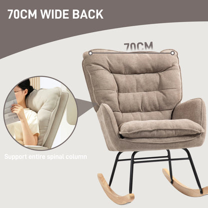 Schommelstoel – Relaxstoel – Fauteuil – Voedingsstoel – Leesstoel – Chenille Bekleding – Stevig Beukenhouten Onderstel - Chocolade