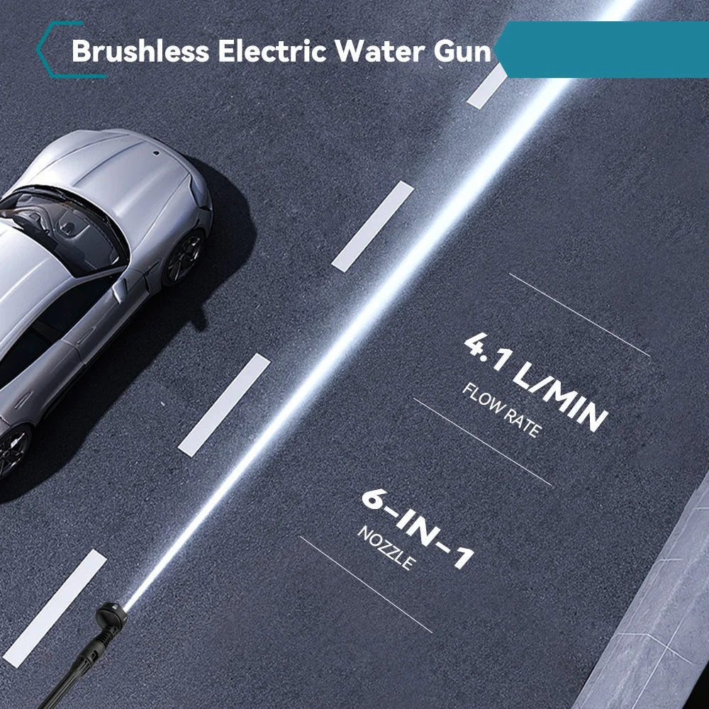 Hogedrukreiniger - Terrasreiniger - Waterpistool - Draadloze - Elektrische - 3500W - 200 Bar -  6-in-1 Spuitmond - Pressure Washer - voor Auto en Tuin - Compatibel met 18V/21V Batterijen - inclusief 2 Accu - QUORE