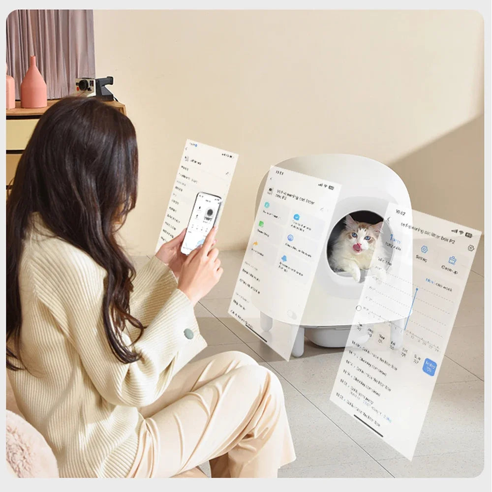Automatische Kattenbak – Zelfreinigende Kattenbak – Slimme Kattenbak – Hygiënische Kattenbak – Stil Geluid – Sensorbeveiliging - 56L