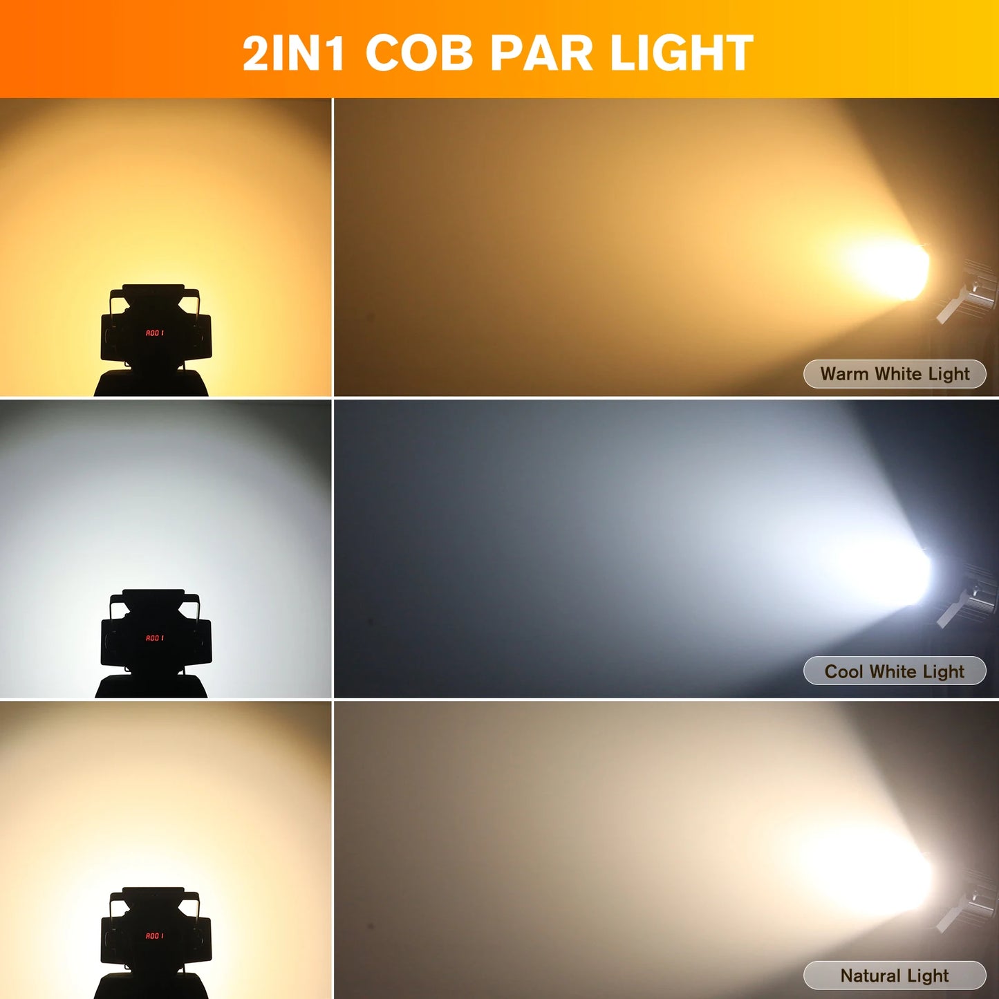 200W COB Par Light – Stageverlichting – DJ Licht – Podiumverlichting – Evenementenverlichting – Set van 2 EU Plug – Dual-Color Lichtinstelling – DMX512 Met 4-Blad Barn Door - QUORE