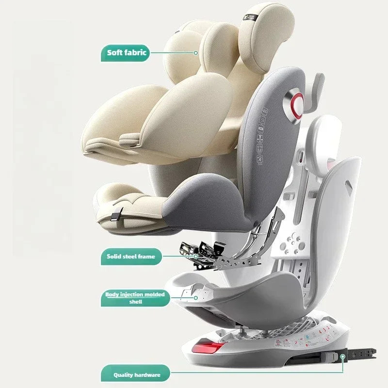 Kinderstoel Auto - Baby Autostoel - Kinderzitje - Autostoeltjes - ISOFIX Autostoel 0-36kg - Veiligheidsstoel - voor Baby en Kind - Verstelbare - 360° Draaibaar - Gebroken Wit