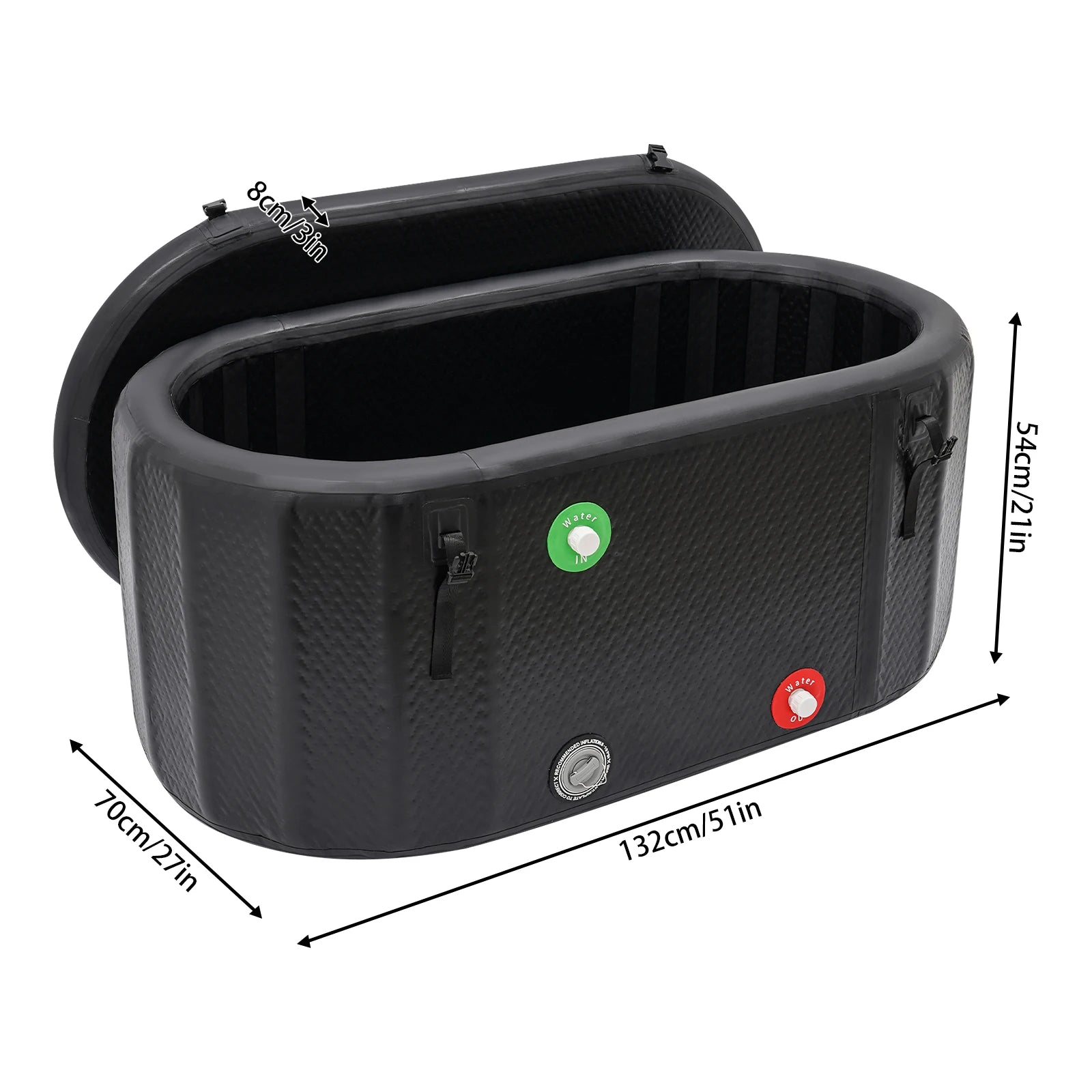 Opblaasbare IJsbad – IJsbad Voor Herstel – Verkoelend Bad – Sport IJsbad – Compact Formaat – 275 Liter Capaciteit – Waterdicht PVC - QUORE