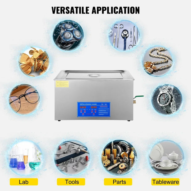 VEVOR Ultrasoon Reiniger PowerWave - Reinigingsapparaat - Ultrasoonbad - Brillen - Sieraden - Horloge - Make-up kwast - 1300 ml - QUORE