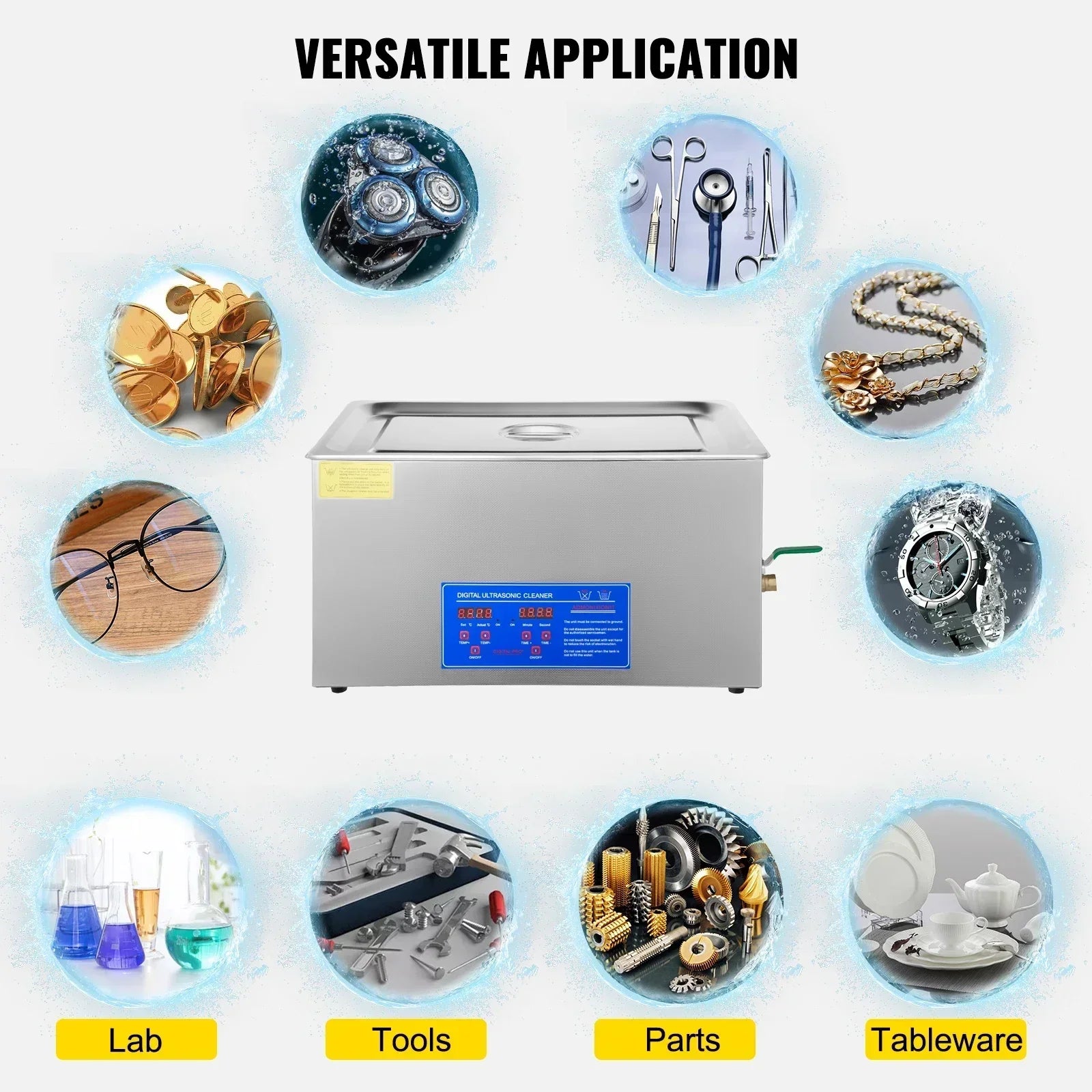 Ultrasoon Reiniger - Roestvrij Staal Professionele -  Ultrasone Reinigingsapparaat - Digitale Verwarmings Timer - Sieraden - Brillen - Tanden - 2L - QUORE